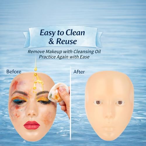 Kids Makeup Practice Face ? 5D Silicone Training Head with Full Kit, Reusable Makeup Practice Kit for Beginners, Children & Enthusiasts, Supports False Lashes & Wigs