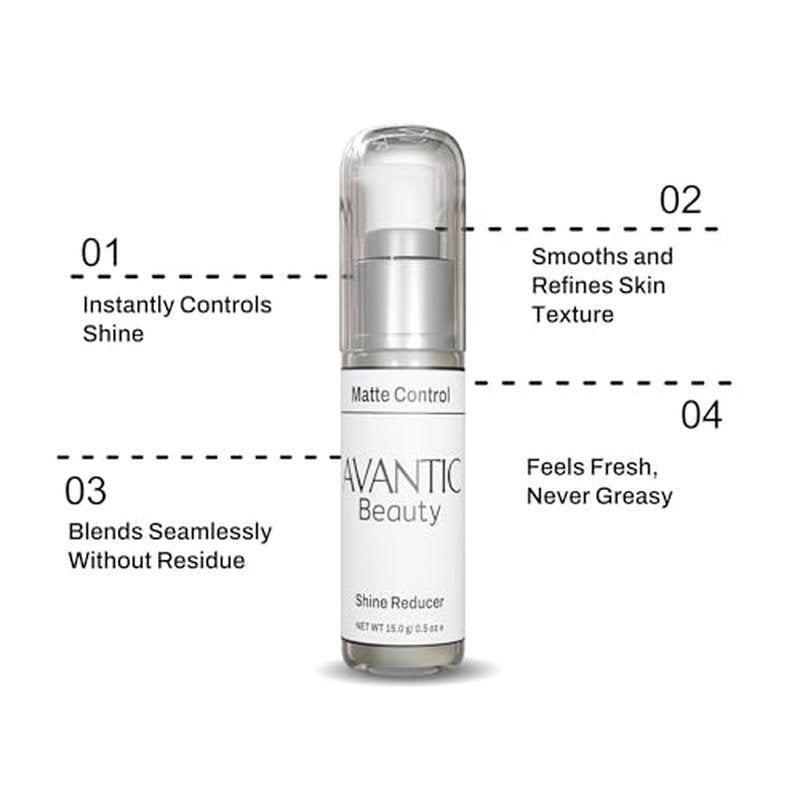 Avantic Shine Reducer for Men, Oil Control Gel for Oily & Combination Skin, Clear Mattifying Primer, Lightweight & Fragrance-Free with Vitamin E (0.5 Oz)