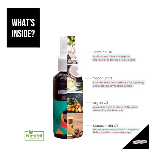 #EverydayHustle Beard Oil Spray for Men - Premium Beard Formula for Daily Grooming, Moisturizing, and Extra Shine, for all beard types, Jasmine scent, 60ml