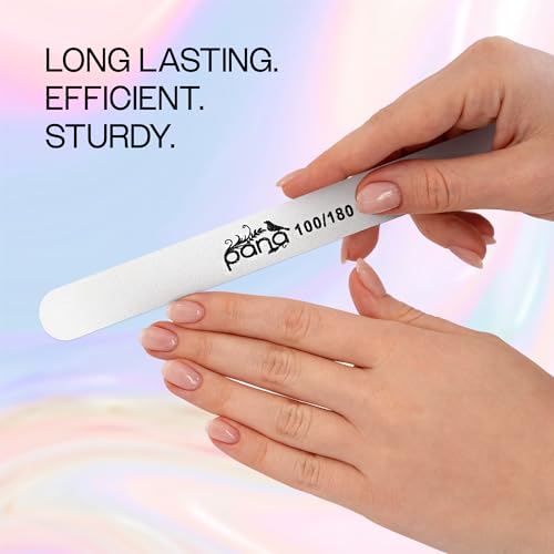 Pana (Grit: 100 x 180, Pack of 50 Pieces) USA Professional White Round Emery Board Nail Files