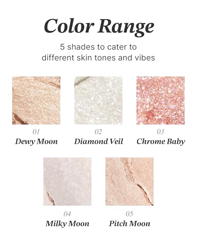 Glint Dewy Highlighter - Dewy Moon, 0.13oz, Multi-Use Luminous Glow, Micropearl Infused