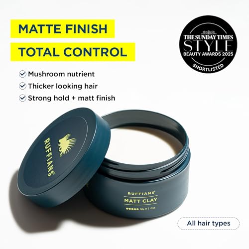 Ruffians Matte Hair Clay 1.7 Oz - Strong Hold, Natural Finish, Vegan, All Hair Types (Pack of 1)