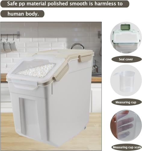 25LB Large Airtight Flour Storage Container Bin with Wheels & Scoop - Gray 4 Pack