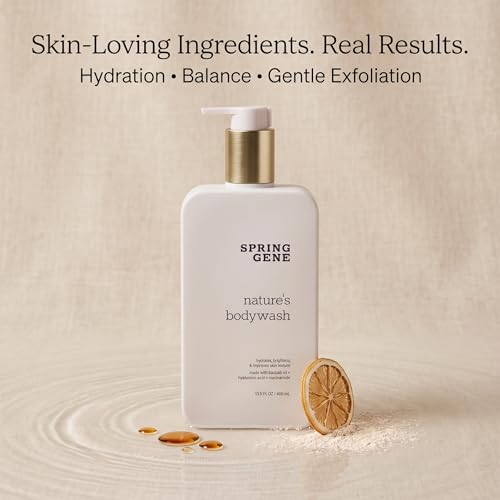 Spring Gene Natural Citrus Body Wash with Hyaluronic Acid & Baobab Oil - Vegan, Gentle Daily Cleanser