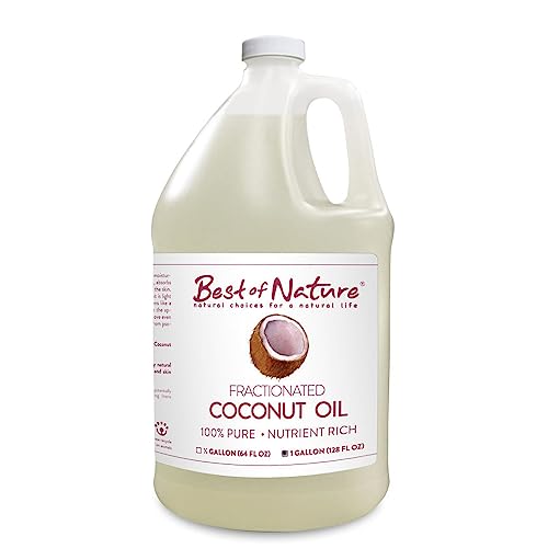 Best of Nature 100% Pure Fractionated Coconut Oil - Natural Massage Oil, Unscented Moisturizer for Men and Women, for Skincare and Hair Care, Carrier for Essential Oils, Gallon (128 fl oz)