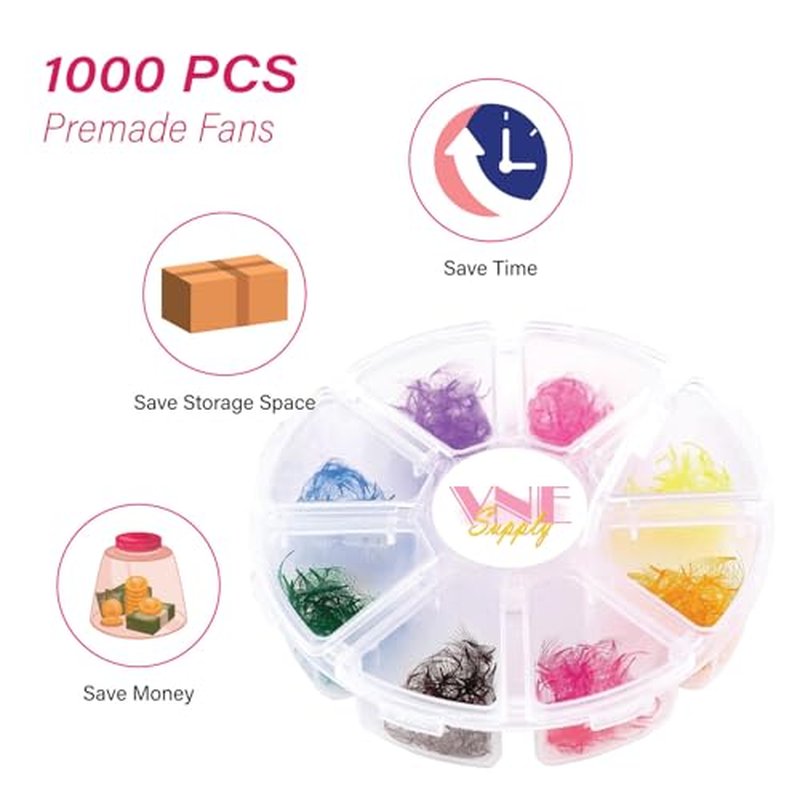 1000 pcs Mixed colorful lash extensions | premade volume lash extensions | premade mega volume fans | colored lash extension | russian volume eyelash extensions. 6D and 8D