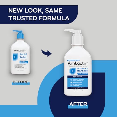 AmLactin Intensive Healing Body Cream ? 12 oz Tub & Intensive Healing Body Lotion for Dry Skin ? 14.1 oz Pump Bottle