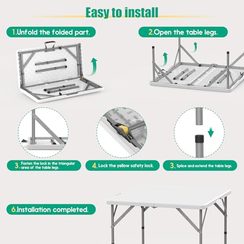 34-Inch Square Folding Card Table with Handle & Safety Lock - 3ft W-1T Variation
