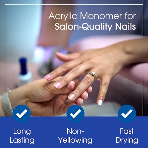 Nomma Plus Professional Liquid Monomer, EMA Nail Liquid for Acrylic Powder, Non-Yellowing Monomer, 8oz Bottle, Professional Salon Quality Manicure and Pedicure Supplies