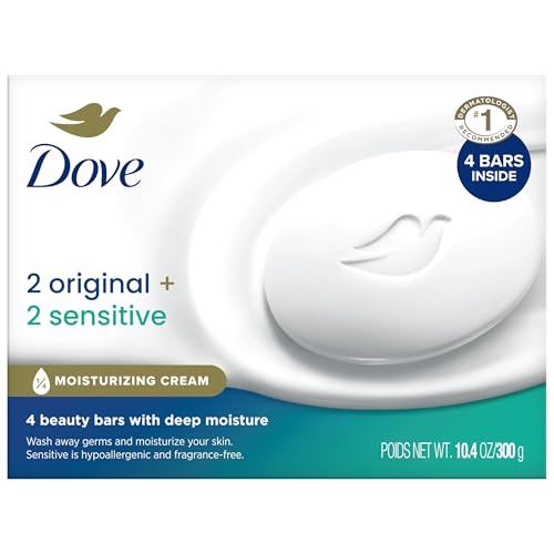 Dove Beauty Bar Soap Variety 8-Pack ? Sensitive Skin, Fragrance-Free + Original, with Moisturizing Cream, 2.6 Oz Ea