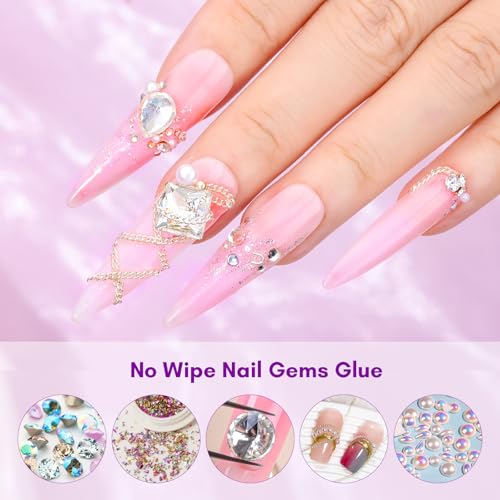 Nail Rhinestone Glue Set - 12 x 30ml Medium Viscosity Gel for Rhinestones & Charms