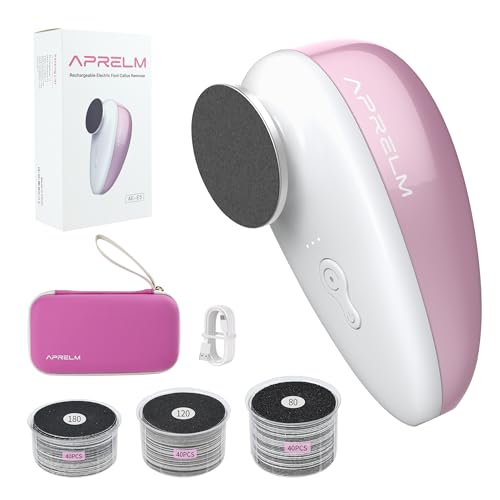Rechargeable Electric Foot Callus Remover with 3-Sizes 120Pcs Sandpapers, Professional 1000RPM Electric Foot File with Organizer, Pedicure Tools Gifts for Women Men (E5 Pink-White)