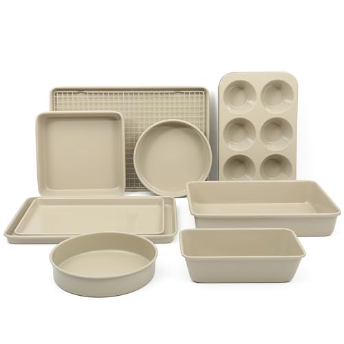 Martha Stewart Gallen 10-Piece Ceramic Nonstick Bakeware Set - Taupe