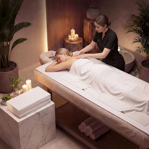 Disposable Bed Sheets 100 Pcs Massage Table Sheet - 31"x71" Ultra Soft Non Woven Fabric Tbale Bed Cover for SPA Waxing Tattoo Beauty Salon Facial Esthetician Table Protector (White)