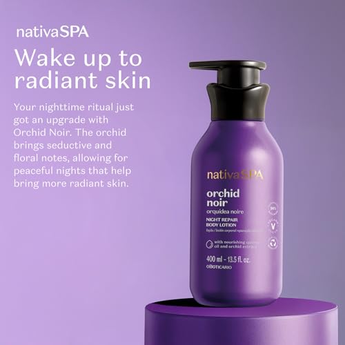 Nativa SPA by O Botic?rio, Orchid Noir Moisturizing Body Lotion, Fragranced Skin Hydration with Purified Quinoa Oil Drops, 13.5 Ounce (400ml)