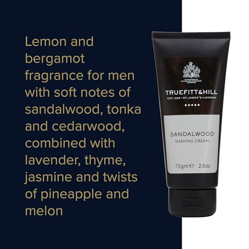 Men's Sandalwood Shaving Cream Tube - 2.6 oz, Classic Scent for Close, Comfortable Shave