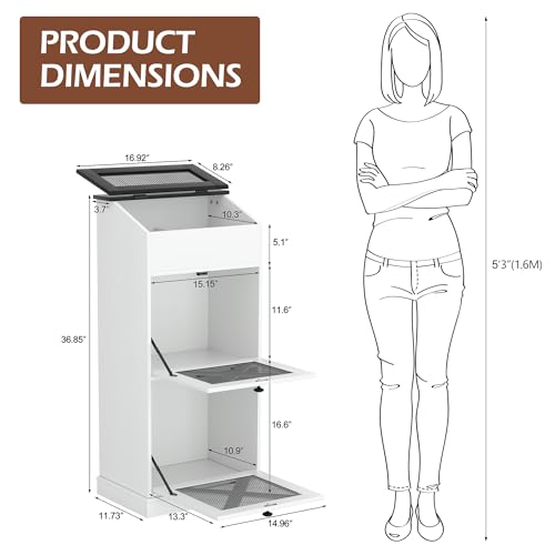 Wooden Potato and Onion Storage Bin with Lid - White, Large Capacity & Ventilated Kitchen Organizer