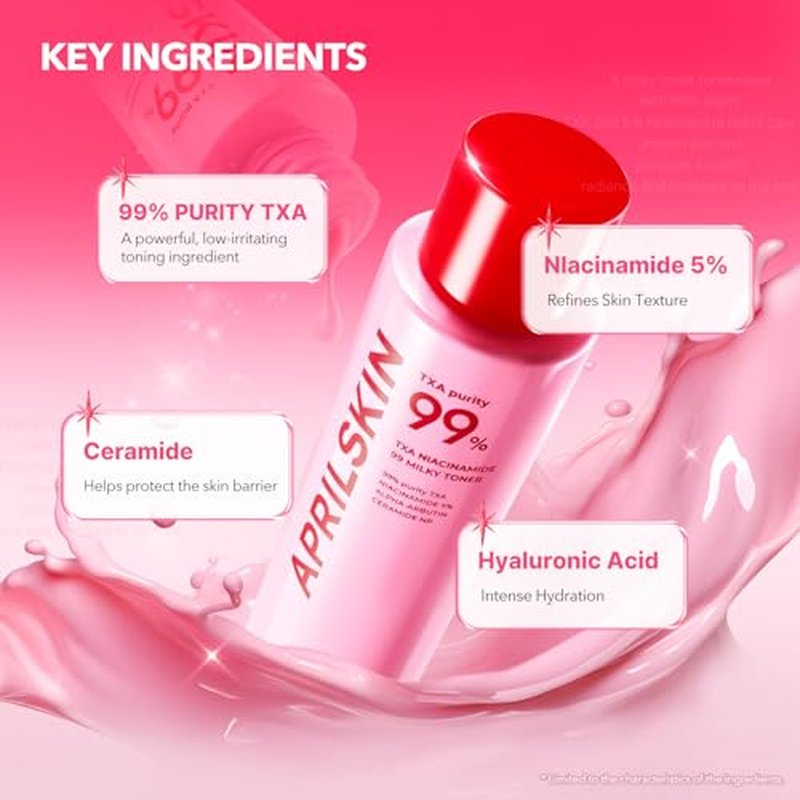 APRILSKIN TXA Affordable Daily Skincare set: TXA Niacinamide 99 Pore Care Pink Bubble Gum Deep Cleanser and TXA Niacinamide 99 Pink Milky Toner
