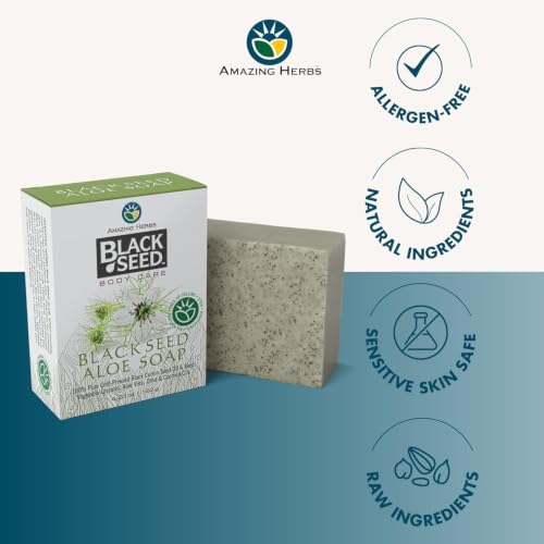 Aloe Vera Black Seed Bar Soap - 100% Pure Herbal Facial & Body Cleanser - 4.25 Oz