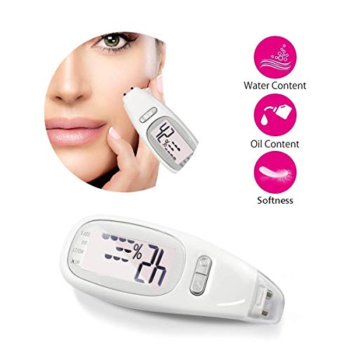 Portable digital facial moisture tester skin analyzer facial hydration corneometer skin hydration meter water oil tester for face skin care with backlight LCD display gifts for girls women