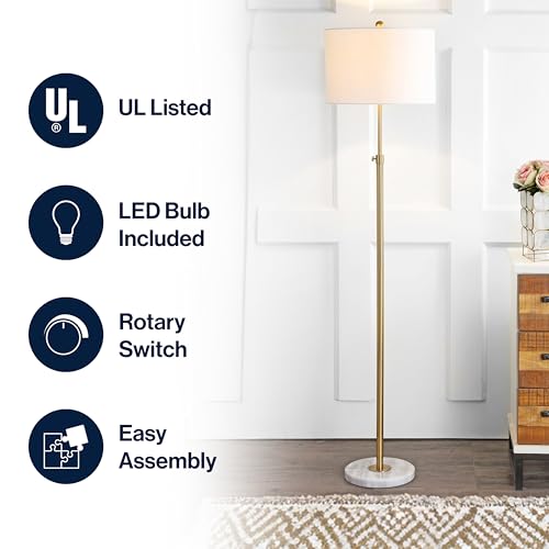 June 65" Adjustable Metal Marble Floor Lamp - Brass Gold & White Variation