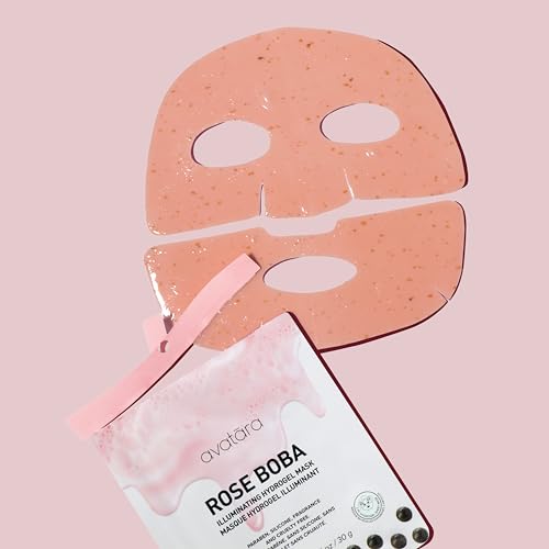 Avatara Boba Goals 4-Pack Variety Hydrogel Mask Set, Rose Boba, Matcha Boba, Mango Boba & Lychee Boba | 1.05 fl. oz / 30 g