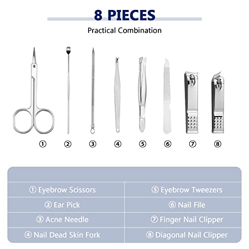 Lasnten 24-Piece Nail Clipper Set, 8-in-1 Black Manicure & Pedicure Kit