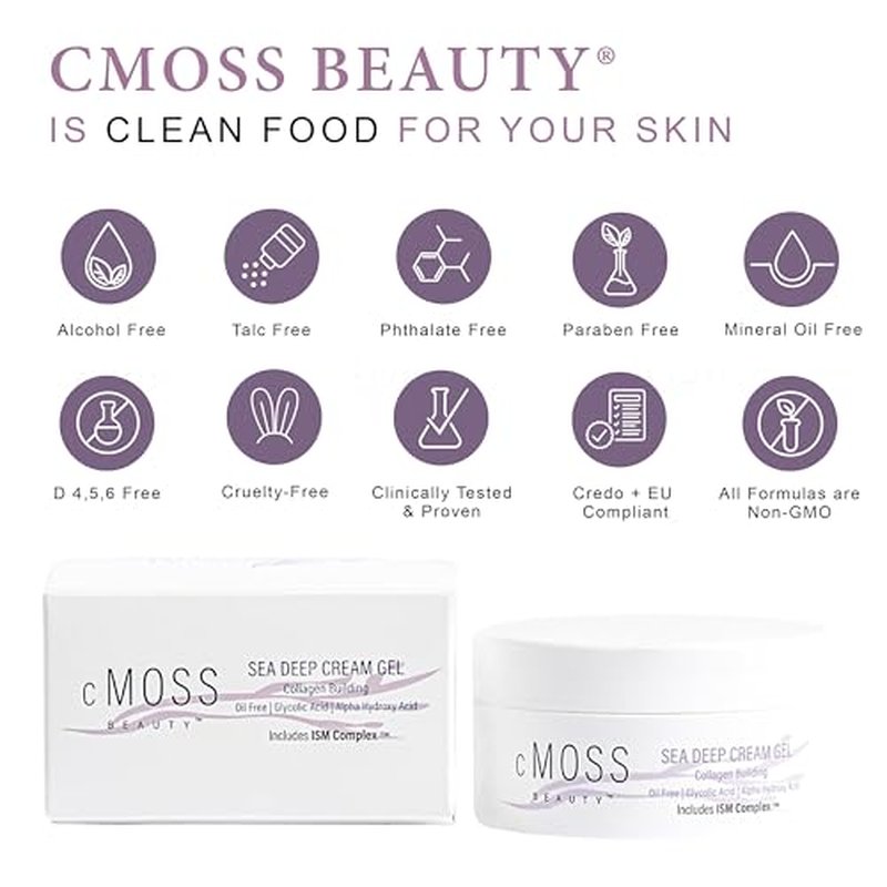 Collagen Boosting Sea Moss Cream Gel for Radiant Plump Glass Skin ? Deep Hydration, Smooth Fine Lines with Glycolic Acid, Hyaluronic Acid & Vitamins A,C,E ? Anti-Aging Lightweight All Skin Types
