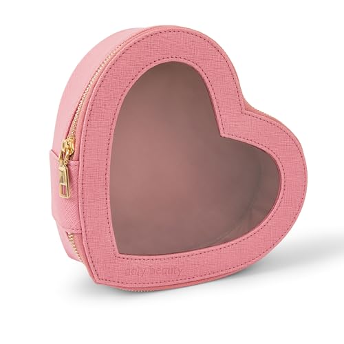 Aaly Beauty Heart Makeup Bag - Pink Cosmetic Organizer for Full-Size Makeup & Skincare