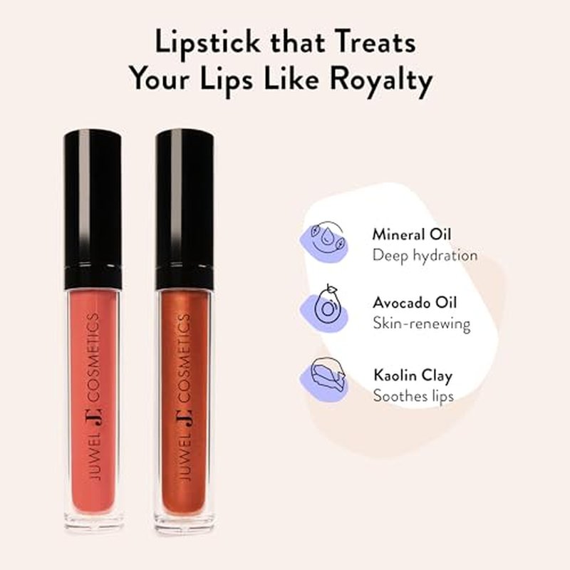 Juwel Cosmetics Luscious Matte Liquid Lipstick, Natural Long Lasting Lipstick with Avocado Oil & Kaolin Clay, Hydrating Mineral-Based Lip Color, Cruelty-Free & Lead-Free, Diva