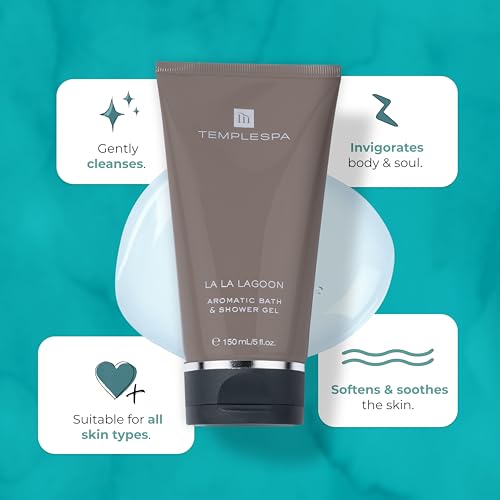 TEMPLESPA La La Lagoon Luxury Bath & Shower Gel 5 Fl Oz – Paraben-Free & Vegan