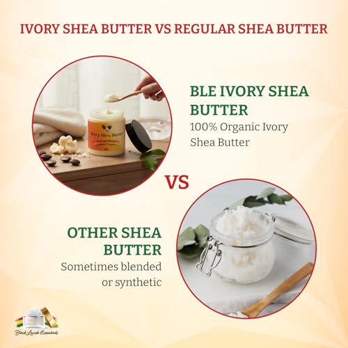 Organic West-African Ivory Shea Butter, Raw & Unrefined Grade A Shea Butter, DIY Ingredient, Moisture-Rich Skin & Hair Butter, Fast Absorbing, 8 oz Jar