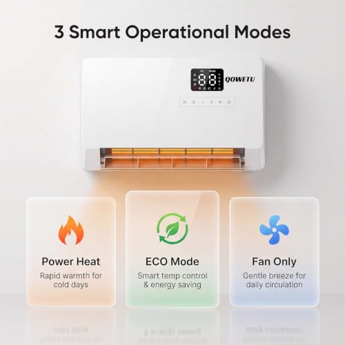 1500W Wall-Mounted Electric Space Heater with Remote & Oscillation