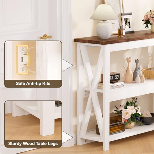 Vilaxing 3-Tier Wood Entryway Table 41.3" Console Shelf White