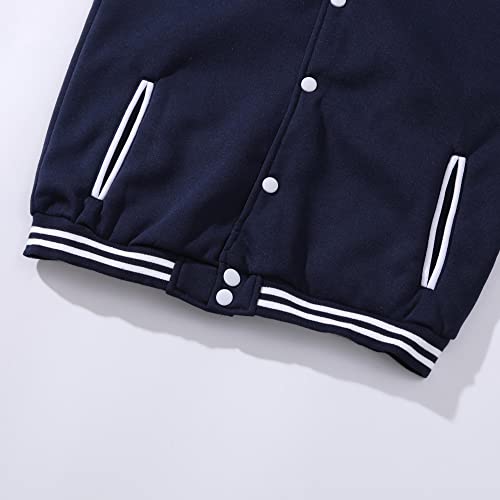 Women’s Navy Blue 3X-Large Baseball Varsity Jacket - Unisex Long Sleeve Casual Cardigan