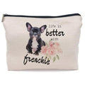 French Bulldog Frenchie Makeup Bag Cosmetic Bags for Women, Frenchie Gifts for Women, French Bulldog Mom Gifts, Life is Better with a Frenchie Small Makeup Cosmetic Bag for Purse