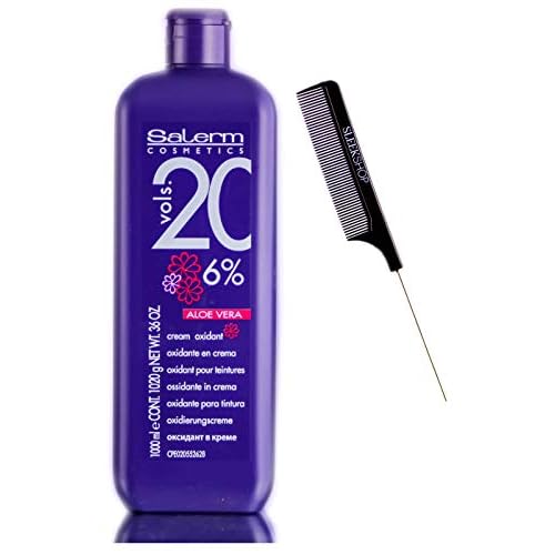 Salerm Cosmetics ALOE VERA Developer Cream Oxidant (w/Sleek Comb) Hydrogen Peroxide Activator for Vision Hair Color Salermvision Haircolor Dye (20 Volume / 6% - 1000 ml)