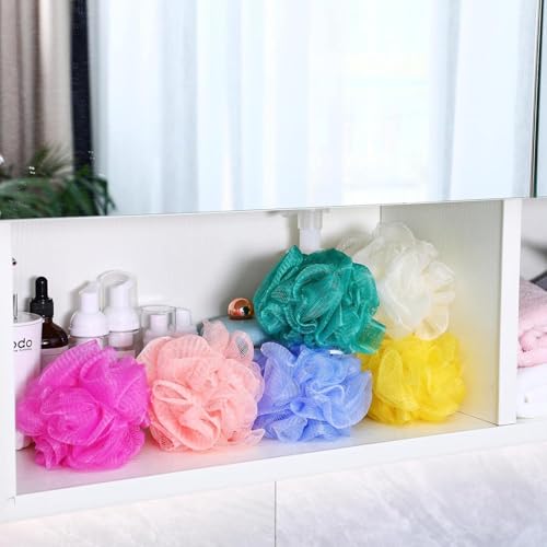 Sunnyray 60 Pcs Mesh Bath Loofahs Set - 6 Colors, Soft Body Sponges for Shower