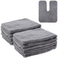 Gray U-Shaped Coral Fleece Facial Towels 12PCS Salon Spa Cleansing Cloths