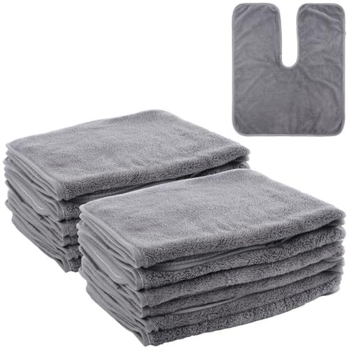 Gray U-Shaped Coral Fleece Facial Towels 12PCS Salon Spa Cleansing Cloths