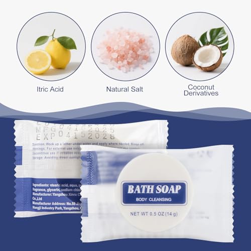 100 Pack Travel Size Bar Soap - Individually Wrapped, 0.5 oz Each - Ideal for Hotels & Travel - Variation of THIS listing