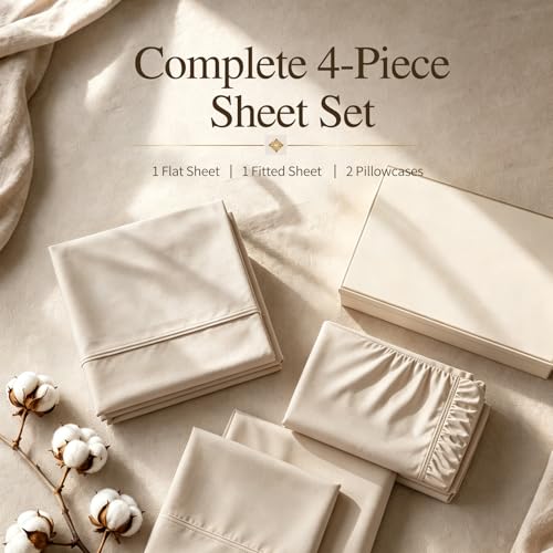California King Cotton Sheet Set - Extra Deep Pocket 22 Inch Linen