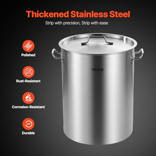 35.9 Quarts Stainless Steel Stockpot - Heavy Duty Commercial Cooking Pot with Lid & Basket