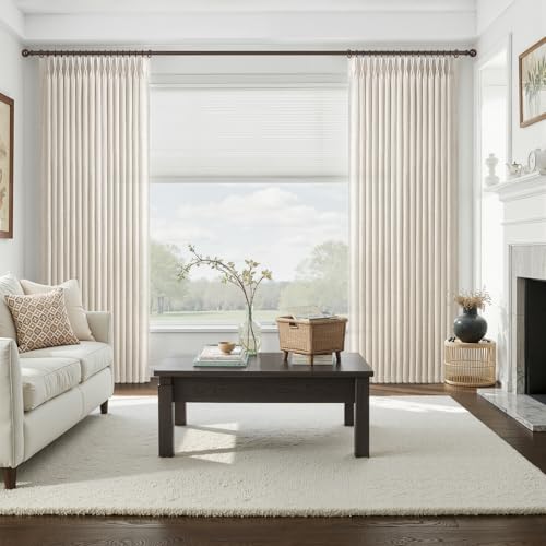 LuxuNap Birch 40W x 100L Linen Pleated Floor-to-Ceiling Curtains Set - 4 Panels