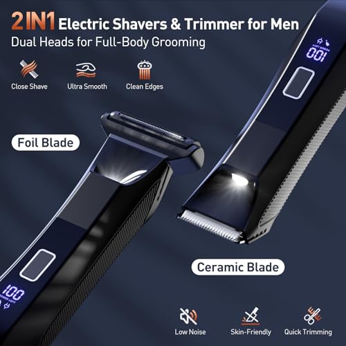 VIKICON 2-in-1 Men's Body Groomer & Shaver Waterproof Electric Razor