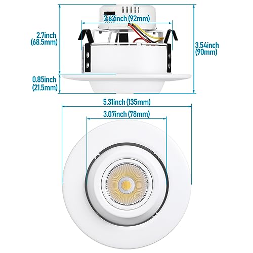 4-Pack LED Recessed Eyeball Lights 5CCT Dimmable 4 Inch Adjustable Ceiling Spotlights