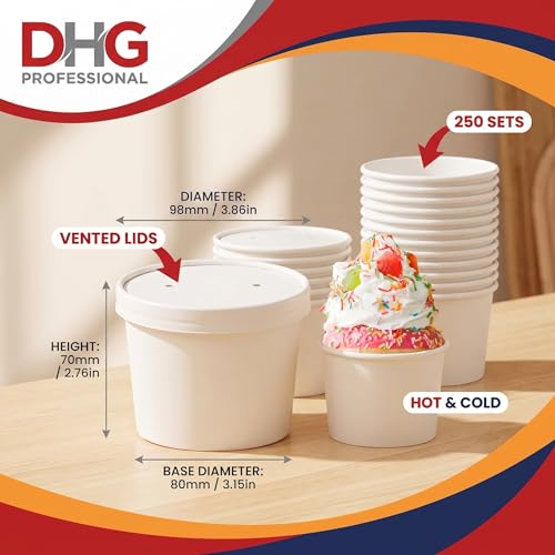 12oz Disposable Food Containers with Vented Lids for Hot Soup & Ice Cream - 250 Sets