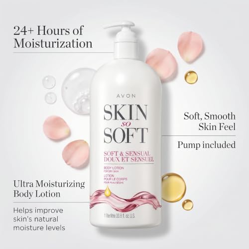AVON Skin So Soft Soft & Sensual Body Lotion 33.8 Fl Oz with Pump - Pack of 1