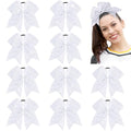 Cheerleader Hair Bows Set - Black Glitter Rhinestone Cheerleading Hair Accessories, 10 Pack, 7-inch