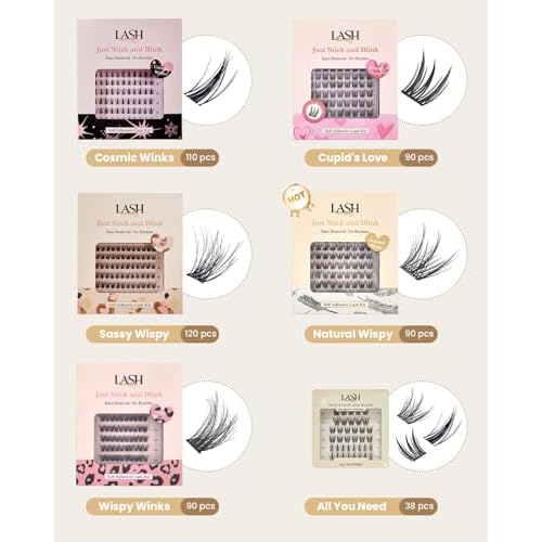 Self Adhesive Eyelashes Glue Free Lash Clusters Easy Removal Ultra Thin Lightweight Press on lashes Natural Wispy 10-14mm Fluffy False Eyelashes 90 Clusters Lash Clusters Kit